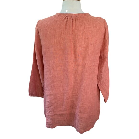 Pure J Jill Linen Button Front Shirt Long Sleeve Rust Countryside Lagenlook Sz M - Picture 10 of 16